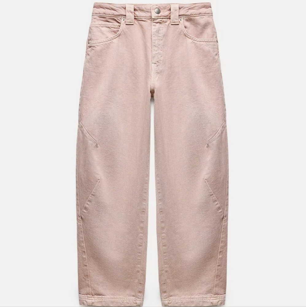 Zara Women's Light Pink Straight Leg Jeans
